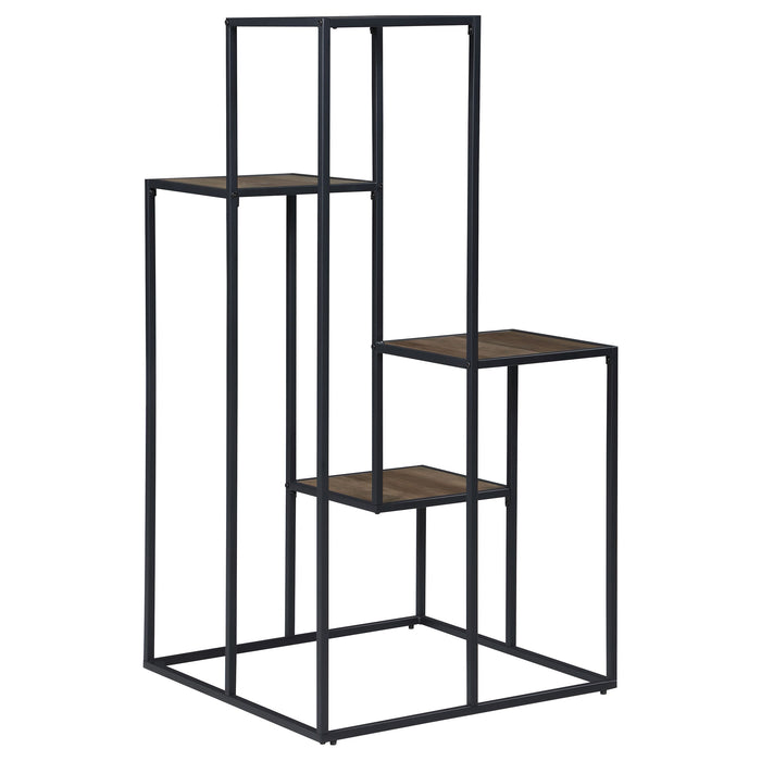 Coaster Rito 4-tier Display Shelf Rustic Brown and Black Default Title