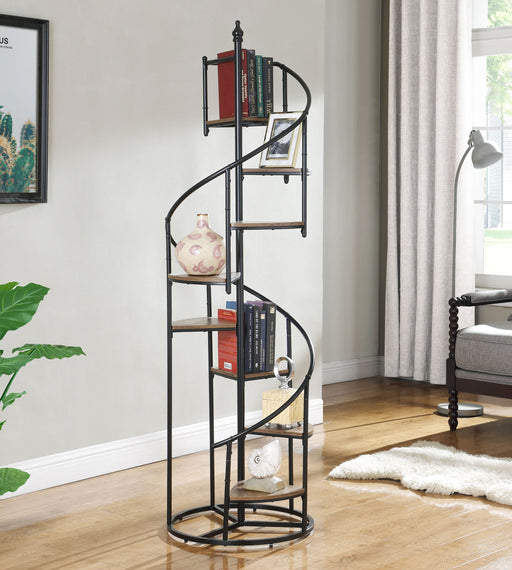 Coaster Roseglen 8-shelf Staircase Bookcase Rustic Brown and Black Default Title