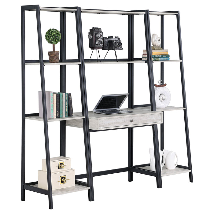 Coaster Pinckard 3-piece Ladder Desk Set Grey Stone and Black Default Title