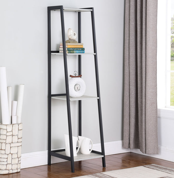 Coaster Pinckard 4-shelf Ladder Bookcase Grey Stone and Black Default Title