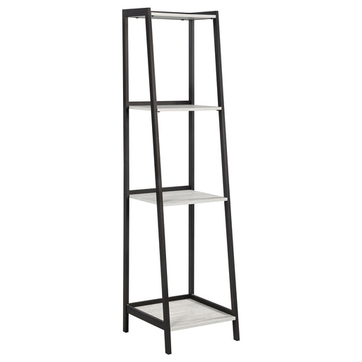 Coaster Pinckard 4-shelf Ladder Bookcase Grey Stone and Black Default Title