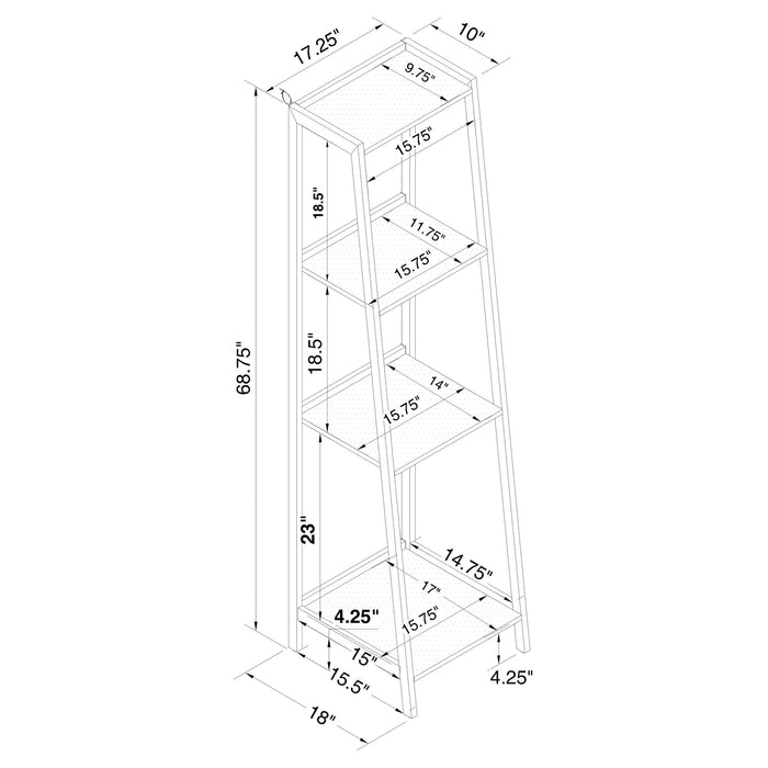 Coaster Pinckard 4-shelf Ladder Bookcase Grey Stone and Black Default Title