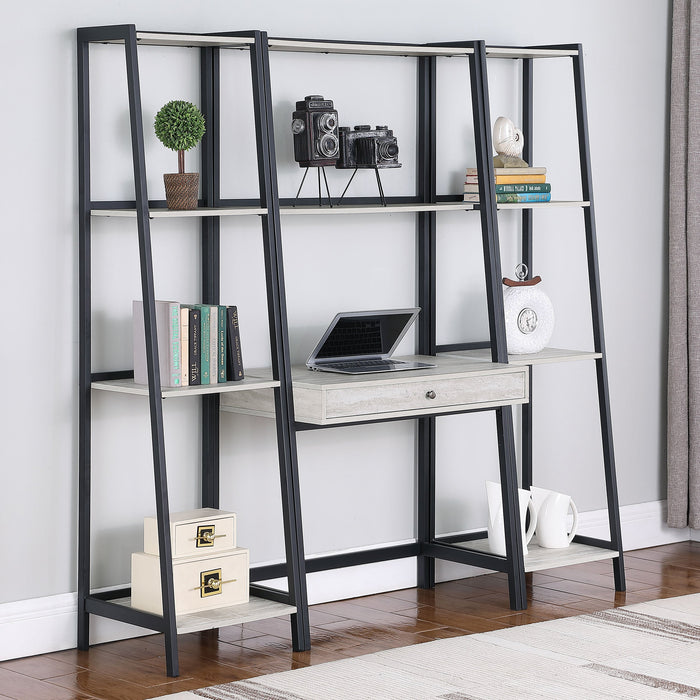 Coaster Pinckard 4-shelf Ladder Bookcase Grey Stone and Black Default Title