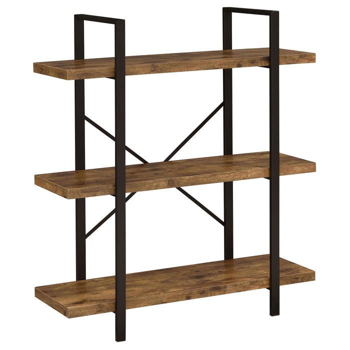 Coaster Cole 3-Shelf Bookcase Antique Nutmeg and Black Default Title