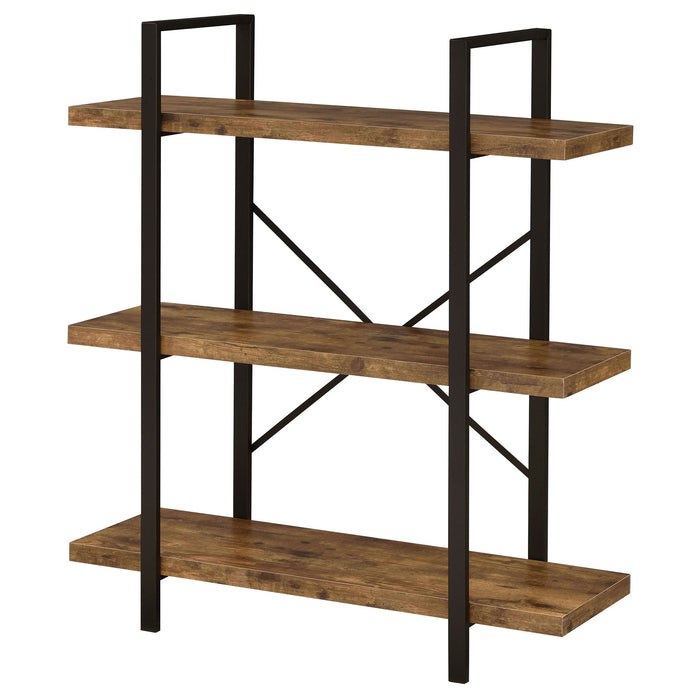 Coaster Cole 3-Shelf Bookcase Antique Nutmeg and Black Default Title