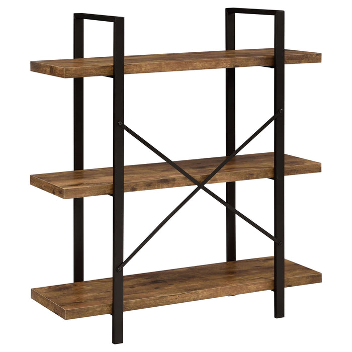 Coaster Cole 3-Shelf Bookcase Antique Nutmeg and Black Default Title