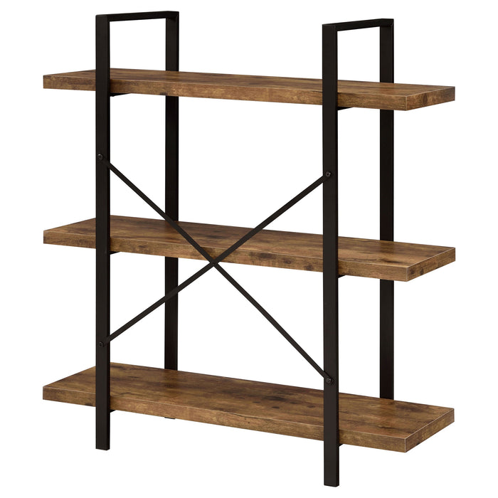 Coaster Cole 3-Shelf Bookcase Antique Nutmeg and Black Default Title