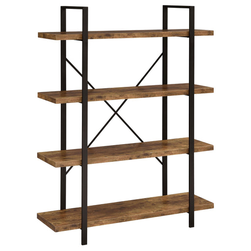 Coaster Cole 4-Shelf Bookcase Antique Nutmeg and Black Default Title