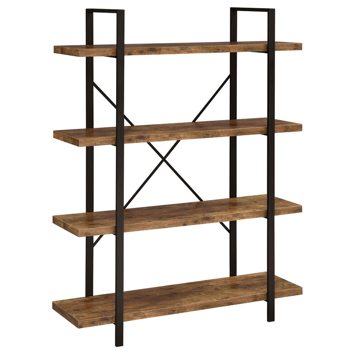 Coaster Cole 4-Shelf Bookcase Antique Nutmeg and Black Default Title