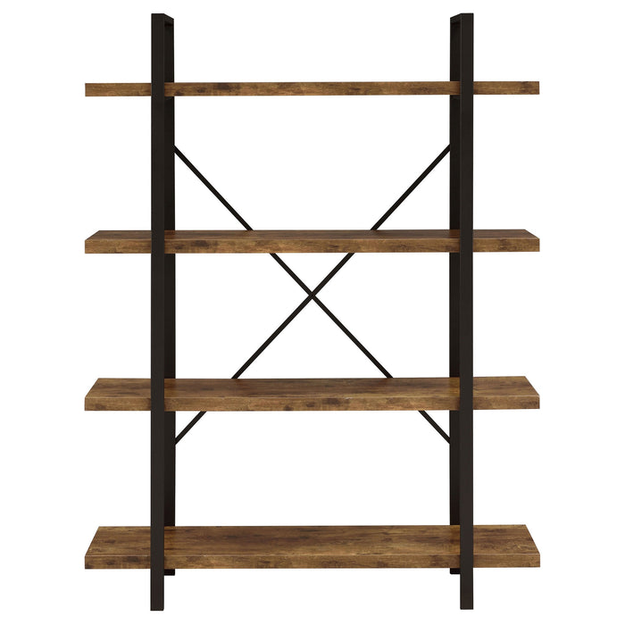 Coaster Cole 4-Shelf Bookcase Antique Nutmeg and Black Default Title