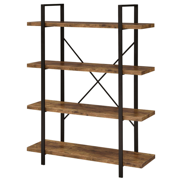 Coaster Cole 4-Shelf Bookcase Antique Nutmeg and Black Default Title