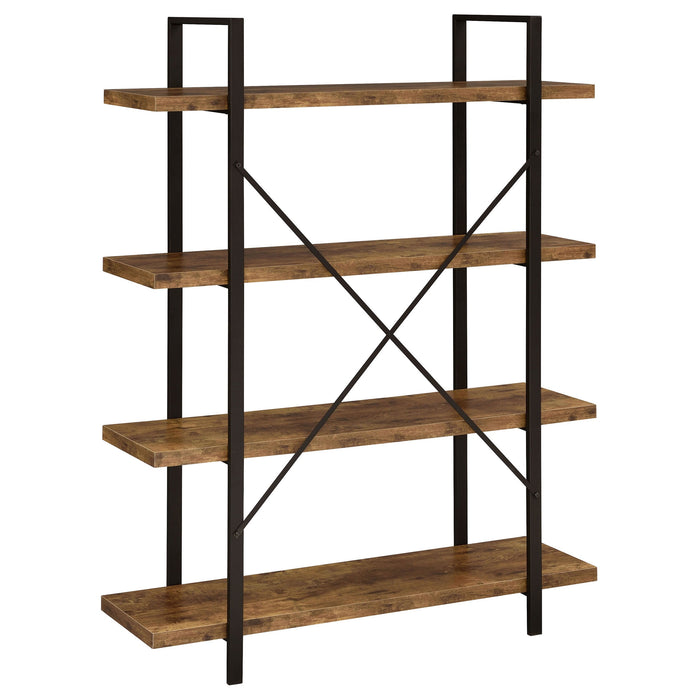 Coaster Cole 4-Shelf Bookcase Antique Nutmeg and Black Default Title