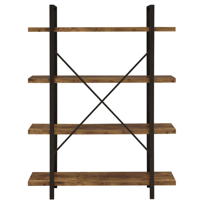 Coaster Cole 4-Shelf Bookcase Antique Nutmeg and Black Default Title