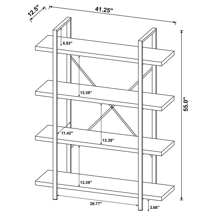 Coaster Cole 4-Shelf Bookcase Antique Nutmeg and Black Default Title