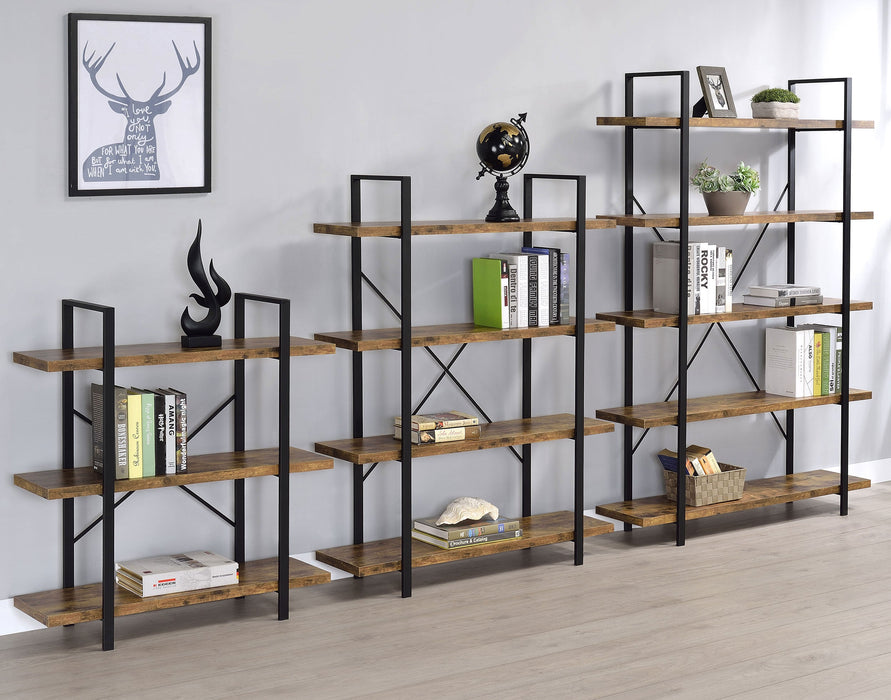 Coaster Cole 4-Shelf Bookcase Antique Nutmeg and Black Default Title