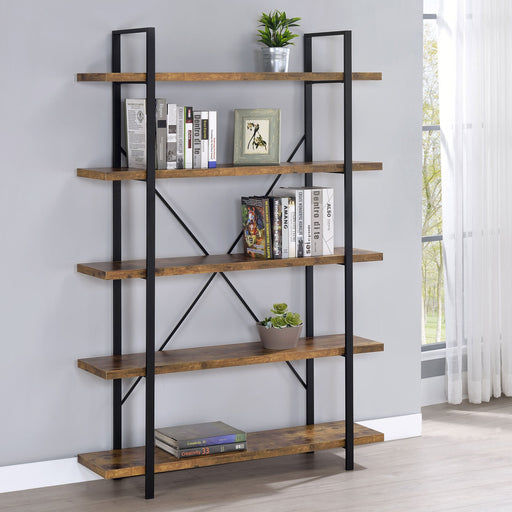 Coaster Cole 5-Shelf Bookcase Antique Nutmeg and Black Default Title