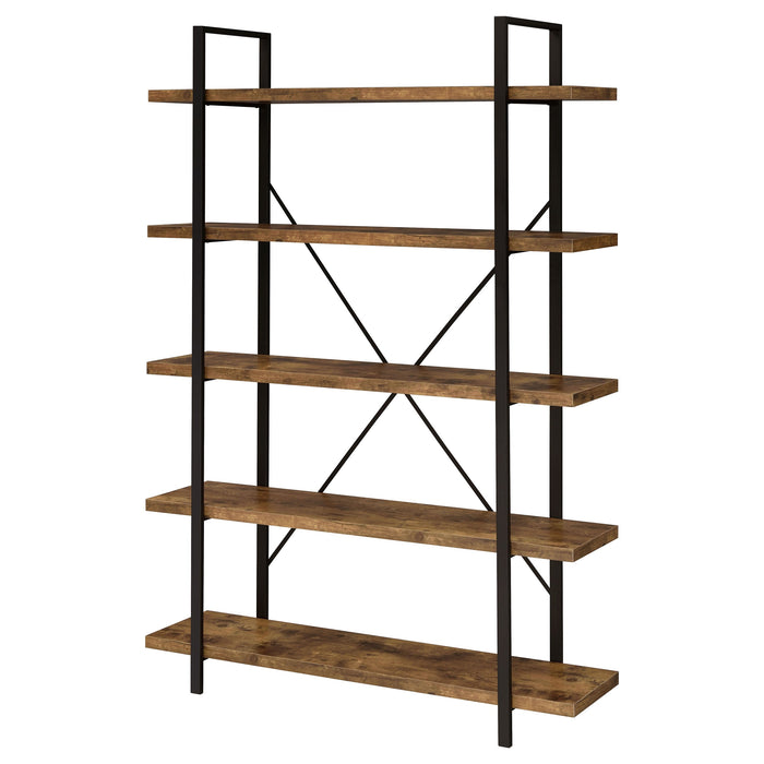 Coaster Cole 5-Shelf Bookcase Antique Nutmeg and Black Default Title