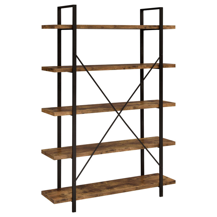 Coaster Cole 5-Shelf Bookcase Antique Nutmeg and Black Default Title