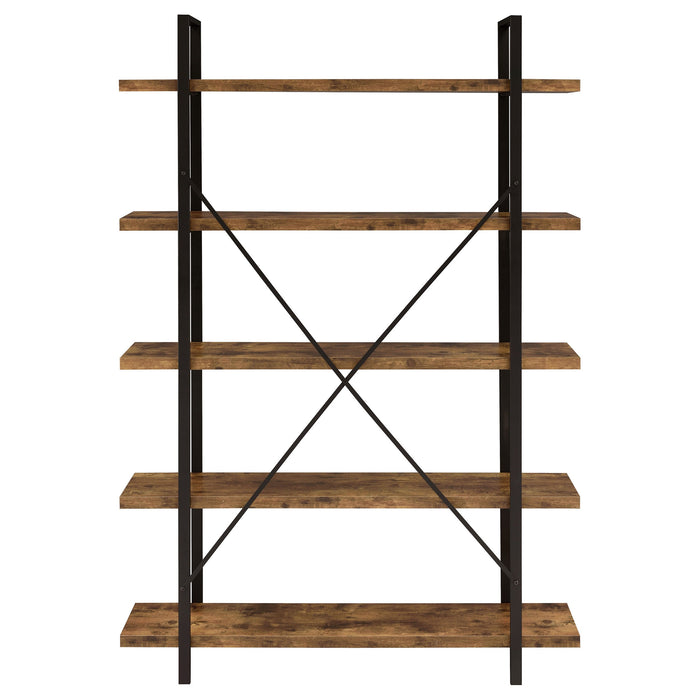 Coaster Cole 5-Shelf Bookcase Antique Nutmeg and Black Default Title