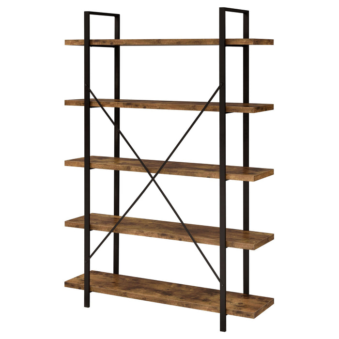 Coaster Cole 5-Shelf Bookcase Antique Nutmeg and Black Default Title