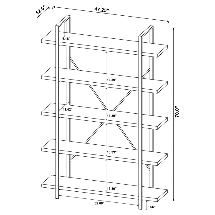 Coaster Cole 5-Shelf Bookcase Antique Nutmeg and Black Default Title