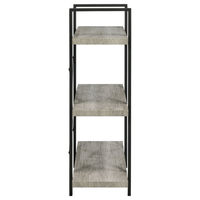 Coaster Cole 3-Shelf Bookcase Grey Driftwood and Gunmetal