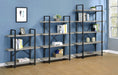 Coaster Cole 3-Shelf Bookcase Grey Driftwood and Gunmetal