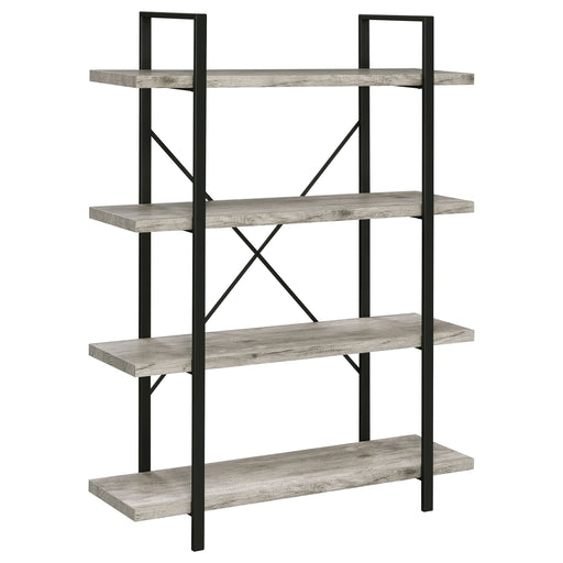 Coaster Cole 4-Shelf Bookcase Grey Driftwood and Gunmetal Default Title