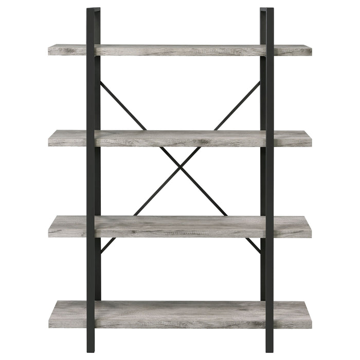 Coaster Cole 4-Shelf Bookcase Grey Driftwood and Gunmetal Default Title