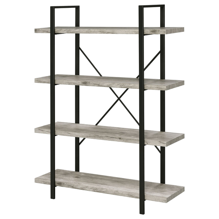 Coaster Cole 4-Shelf Bookcase Grey Driftwood and Gunmetal Default Title