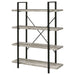 Coaster Cole 4-Shelf Bookcase Grey Driftwood and Gunmetal Default Title