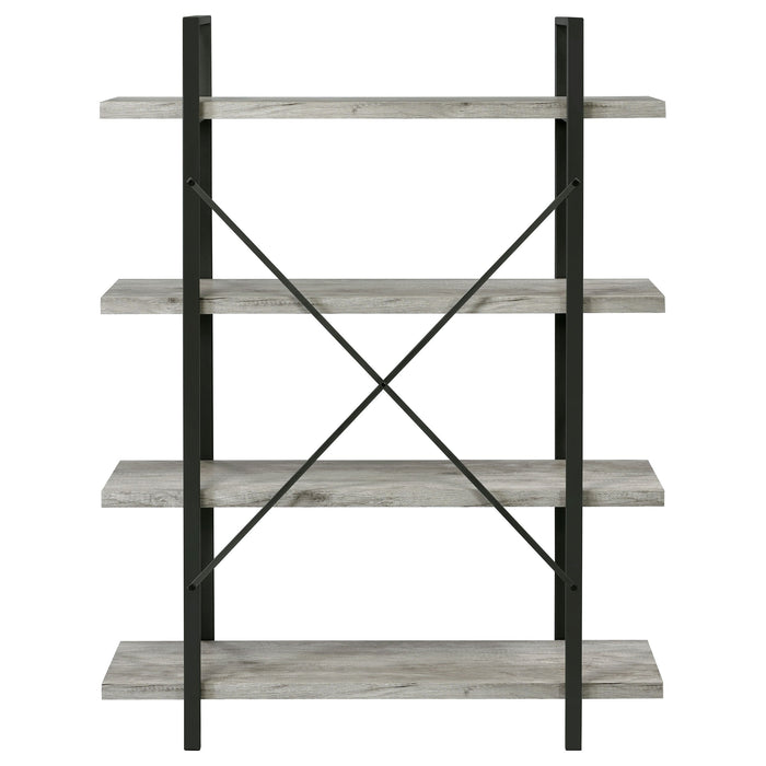 Coaster Cole 4-Shelf Bookcase Grey Driftwood and Gunmetal Default Title