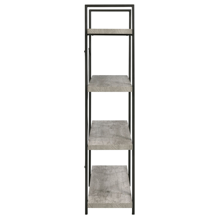 Coaster Cole 4-Shelf Bookcase Grey Driftwood and Gunmetal Default Title