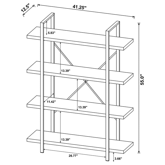 Coaster Cole 4-Shelf Bookcase Grey Driftwood and Gunmetal Default Title