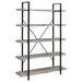 Coaster Cole 5-Shelf Bookcase Grey Driftwood and Gunmetal Default Title