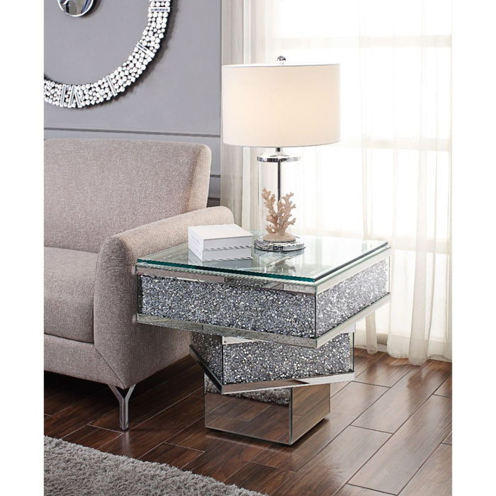 Noralie Glam Square End Table with Stacked Platform