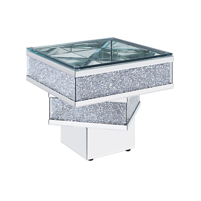 Noralie Glam Square End Table with Stacked Platform