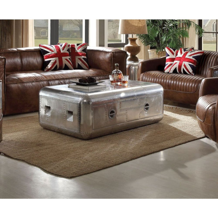 Brancaster Rectangular 1 Drawer Coffee Table with Aluminum Frame