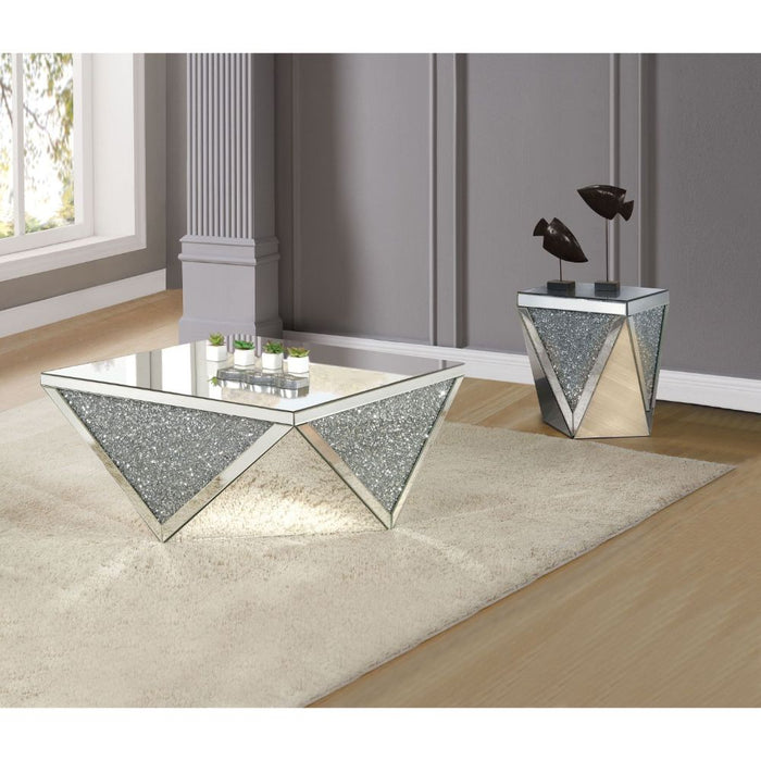 Noralie Glam Square Coffee Table with Triangular Base