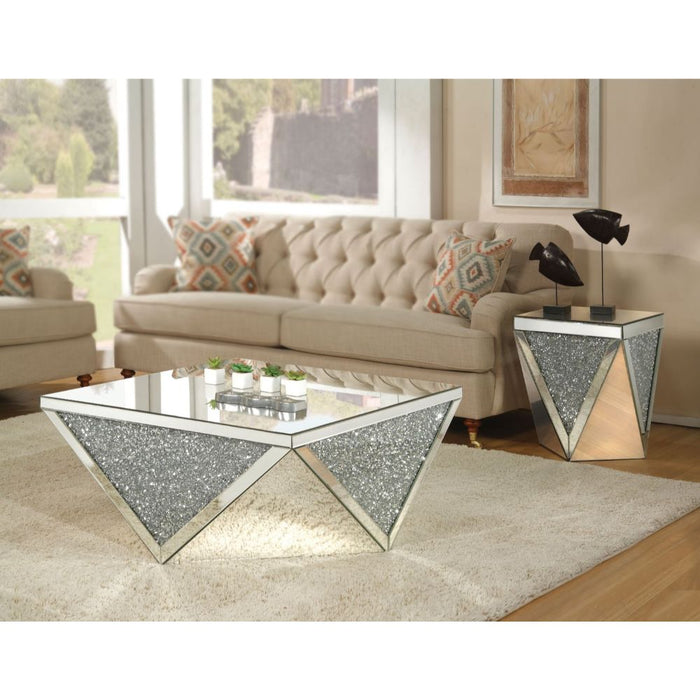 Noralie Glam Square Coffee Table with Triangular Base