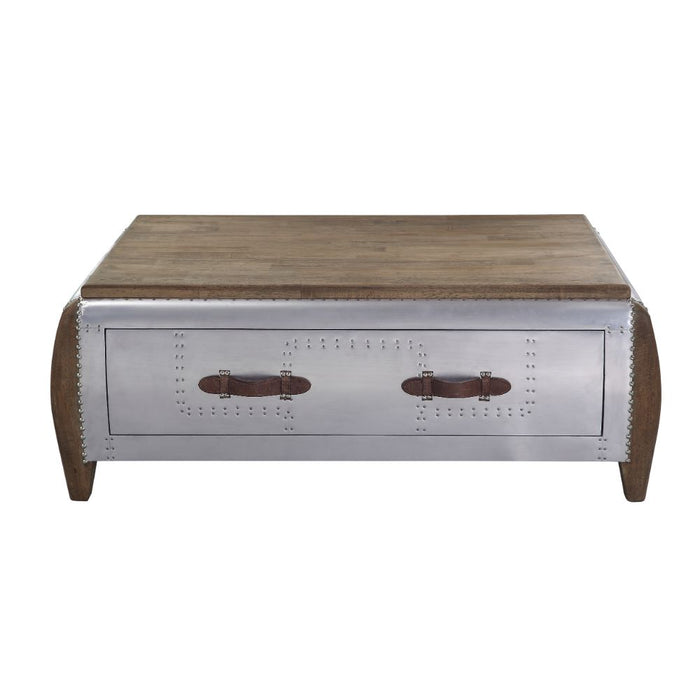 Brancaster Rectangular 1 Drawer Coffee Table with Wooden Top