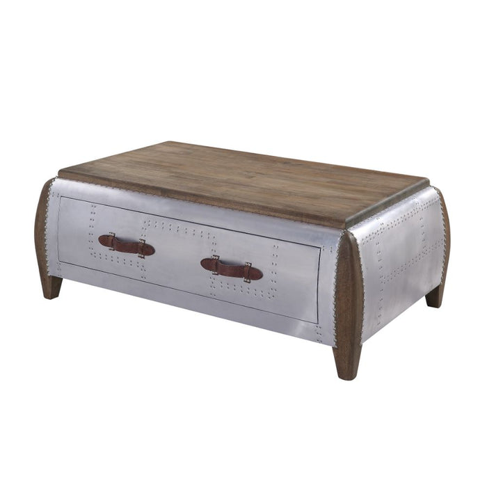 Brancaster Rectangular 1 Drawer Coffee Table with Wooden Top