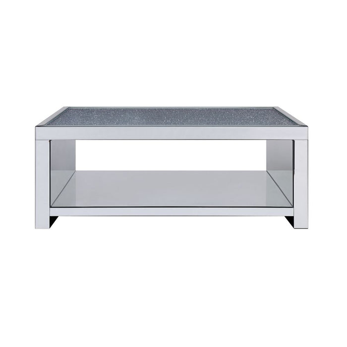 Noralie Glam Rectangular Coffee Table with Mirrored Sled Base