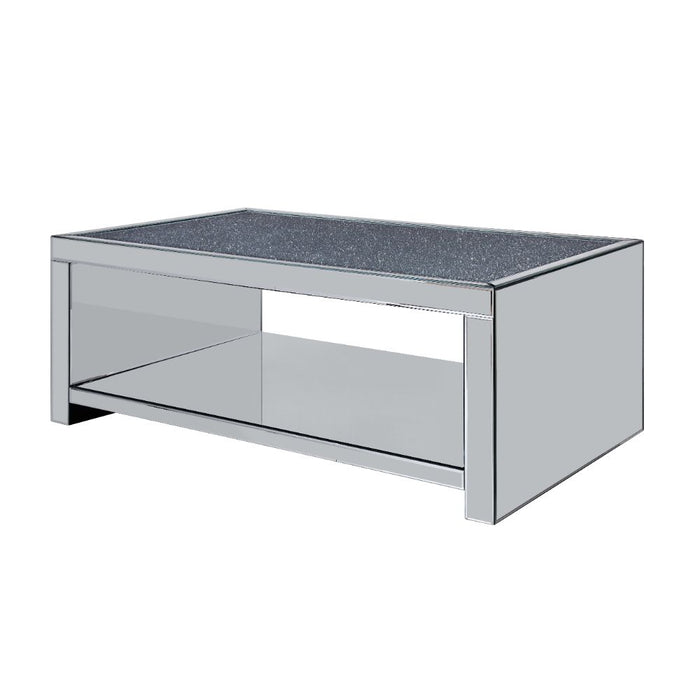 Noralie Glam Rectangular Coffee Table with Mirrored Sled Base