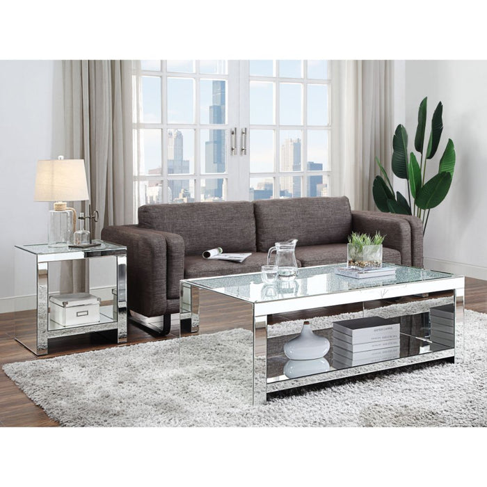 Noralie Glam Rectangular Coffee Table with Mirrored Sled Base