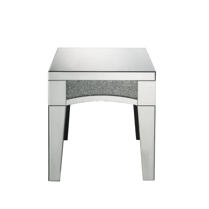 Noralie Glam Square End Table with Mirrored Tapered-Square Leg