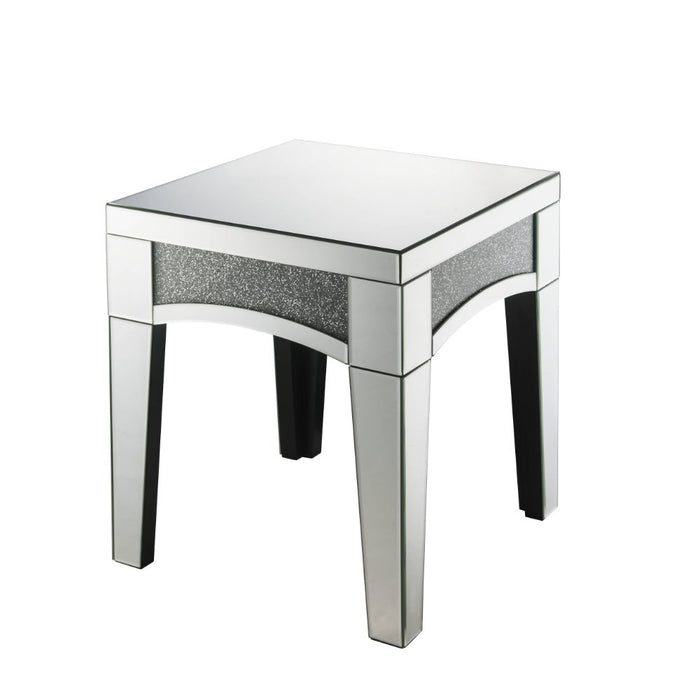 Noralie Glam Square End Table with Mirrored Tapered-Square Leg