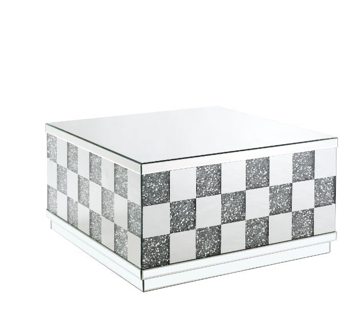 Noralie Glam Rectangular Coffee Table with Checkered Pattern