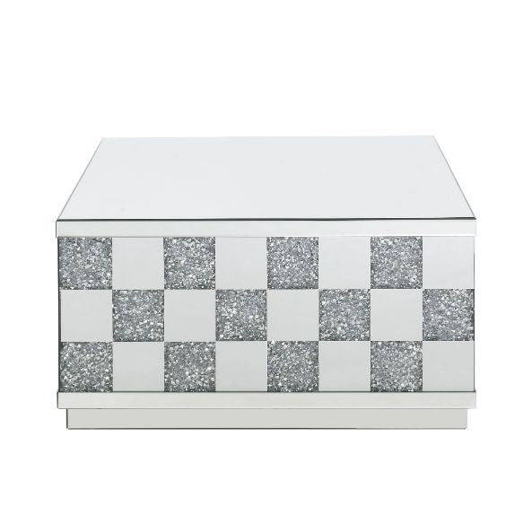 Noralie Glam Rectangular Coffee Table with Checkered Pattern