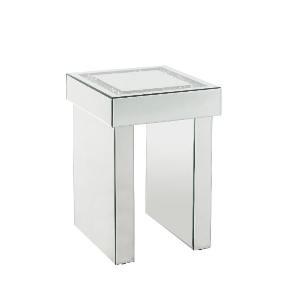 Noralie Glam Square End Table with Faux Diamonds Inlay